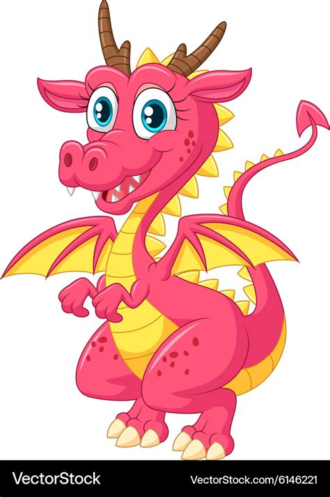 Cartoon cute pink dragon Royalty Free Vector Image