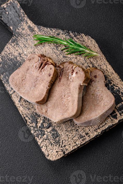 Delicious Boiled Beef Tongue Sliced With Vegetables And Spices 23444248