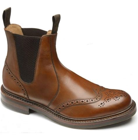 Loake Mens Enfield Brown Calf Leather Brogue Dealer Boots