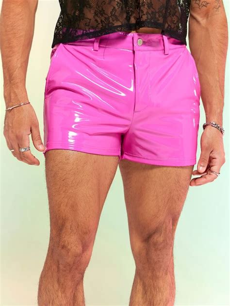 Manfinity Fever City Men Solid Pu Leather Shorts Shein Usa