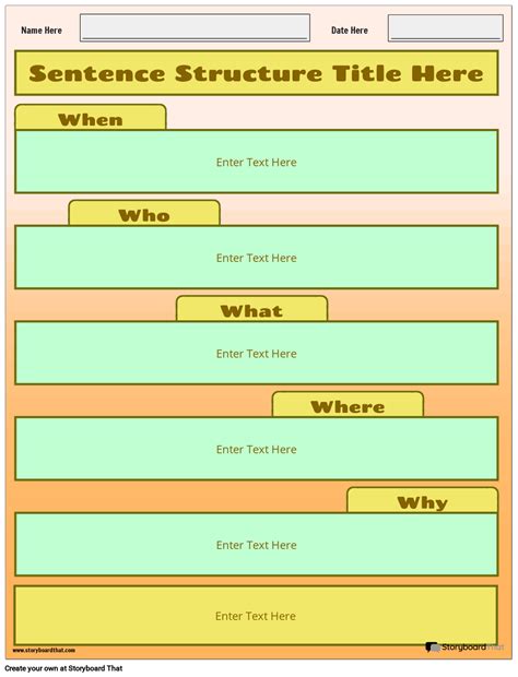 Lime Themed Sentence Structure Worksheet Design