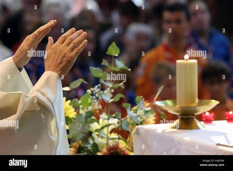 Catholic Mass Eucharist Celebration France Europe Stock Photo Alamy