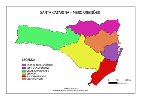 Mapa Santa Catarina Regiões - MAPA MESORREGIÕES DE SANTA CATARINA
