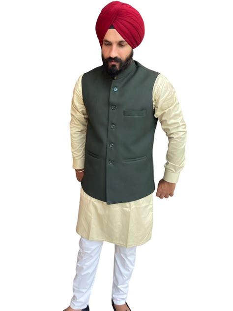 Solid Men Plain Cotton Kurta Pajama Jacket Set At Rs 2500 Set In Yamuna