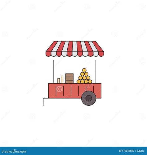 Farmers Market Stall Vector Icon Symbol Isolated On White Background