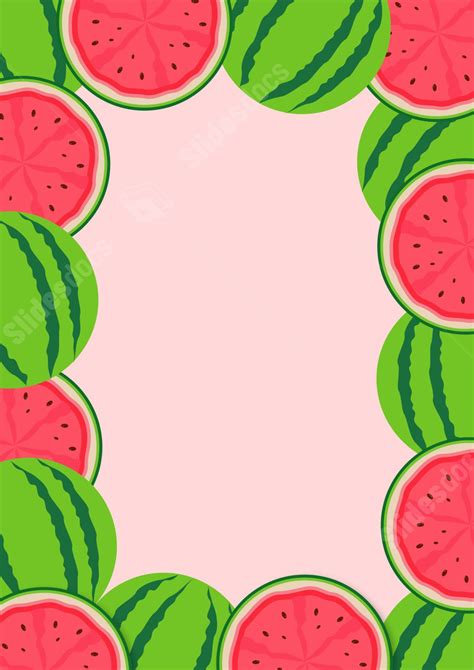 Flat Cut Cartoon Watermelon With Cute Appearance Page Border Background