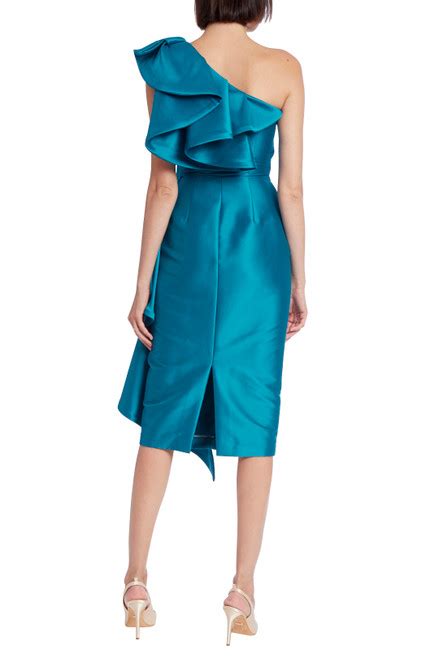 Dramatic Ruffled One Shoulder Cocktail Dress By Badgley Mischka