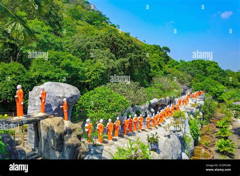 Statues Of Monks Standing In Line For Worshiping The Buddha The Golden