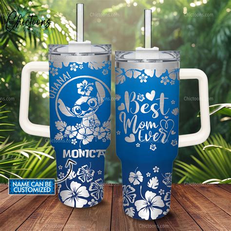 Stitch Cartoon Custom Stanley Quencher Oz Stainless Steel Tumbler