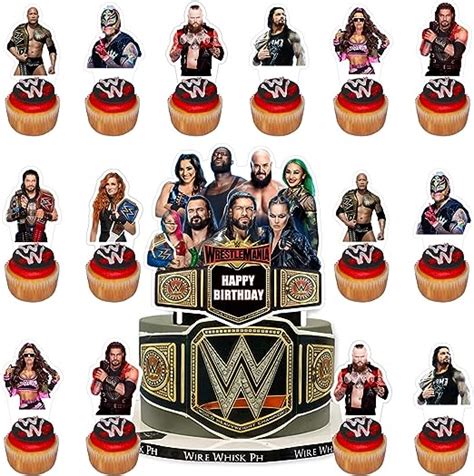 Amazon 25pcs Wrestling Cake Decorations With 24pcs Cupcake Toppers