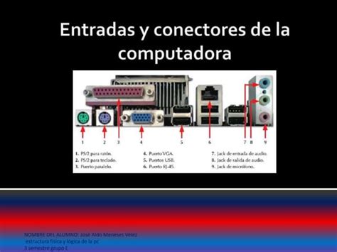 Entradas Y Conectores De La Computadora Ppt