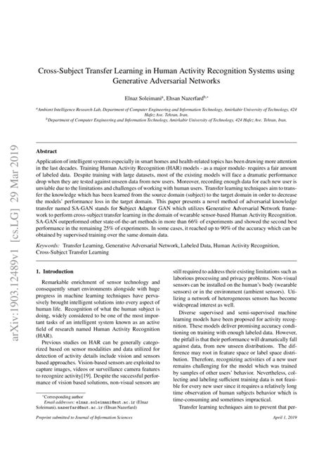 Cross Subject Transfer Learning In Human Activity Recognition Systems