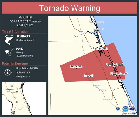 Nws Tornado On Twitter Tornado Warning Including Palm Coast Fl Flagler Beach Fl Bunnell Fl