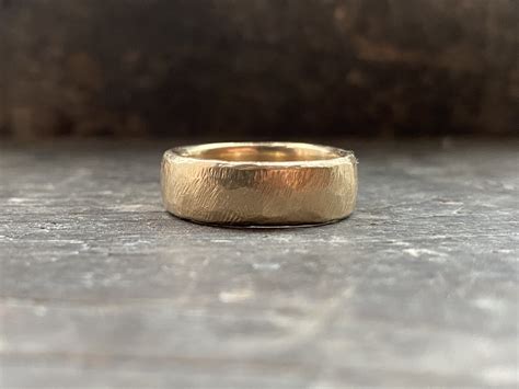 Sand Cast Yellow Gold Ring Brushed Finish Jwf Unique Designs