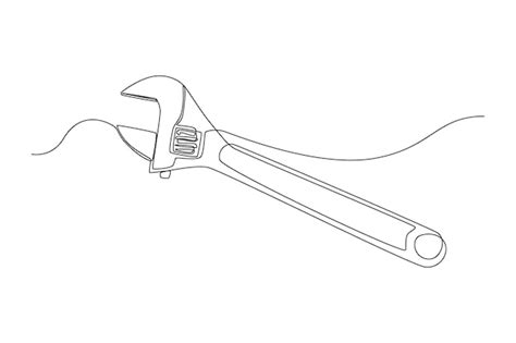 Premium Vector Continuous One Line Drawing A Adjustable Wrench