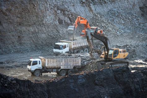 Coal Preparation Plant Big Mining Truck At Work Site Coal Trans Stock