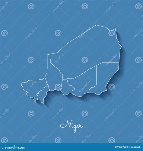 Niger Region Map Blue With White Outline Stock Vector Illustration