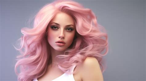 Premium Ai Image Beautiful Girl With Long Pink Hair Portrait Of A