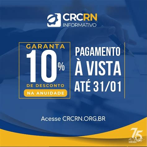 CRCRN Oferece Desconto Especial Para Pagamento Da Anuidade 2024 CRC RN