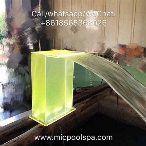 Acrylic Pool Waterfall Fountain Cadcade Spillway With Led Light