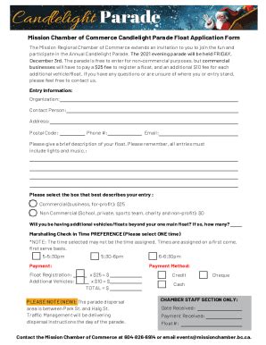 Fillable Online Candlelight Parade Float Application Form 2021 Fax