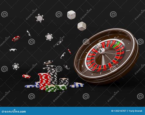 Casino Roulette Wheel Chips Isolated on Black. Casino Game 3D Chips ...