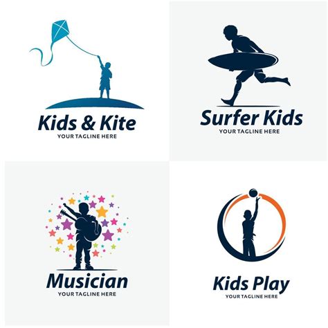set  kids play logo design templates  vector art  vecteezy