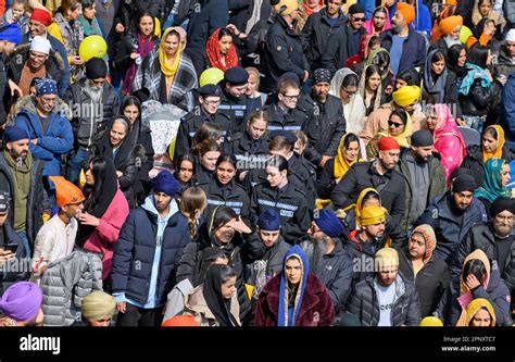 Gravesend, Kent, UK. Group of Volunteer Police Cadets in the crowd at the annual Vaisakhi ...