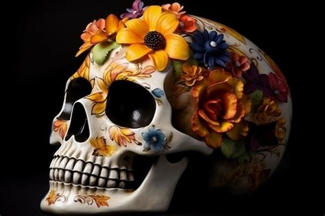 Premium Photo | Dia de Los Muertos Day of the dead with sugar skull colorful portrait of a skull ...