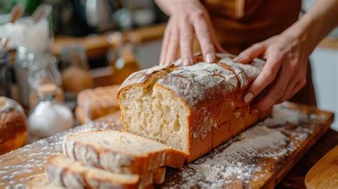 Premium Photo Artisan Baker Holding Freshly Baked Loaf Of Bread