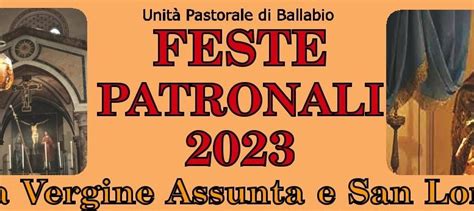 AL VIA LE FESTE PATRONALI DI SAN LORENZO E BEATA VERGINE ASSUNTA