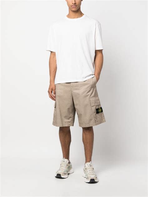 Stone Island Compass Motif Cargo Shorts Farfetch