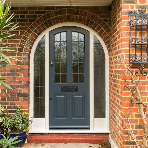 Grey 4 panel arched door and frame - Cotswood Doors London