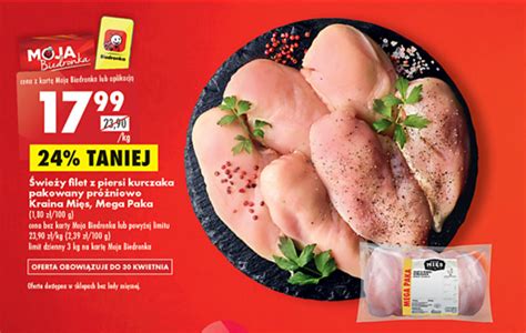 Promocja Świeży filet z piersi kurczaka pakowany próżniowo Kraina Mięs