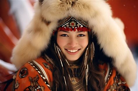 Premium Ai Image Taiga Traditions Siberian Woman Embracing Cultural