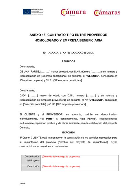 Modelo De Contrato Entre Empresa Proveedora Y Empresa Beneficiaria