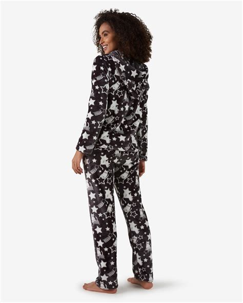 Riachuelo Pijama Feminino Longo Fleece Estrelinhas Preto