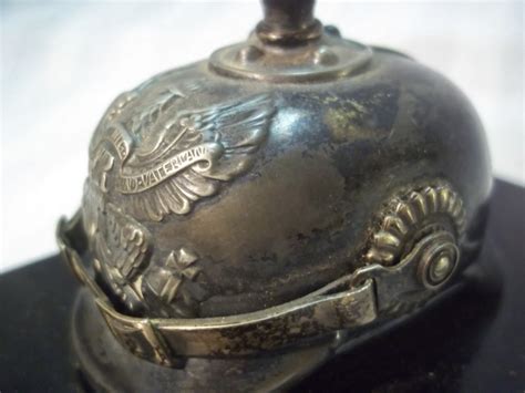 Miniature German Pickelhaube Miniatuur Pickelhaube Op Glazen Voet