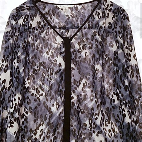 Cabi Tops Cabi 977 Fatale Sheer Plaid Leopard Print Blouse Poshmark