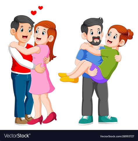 Couple In Love Man And Woman Embracing Each Other Vector Image