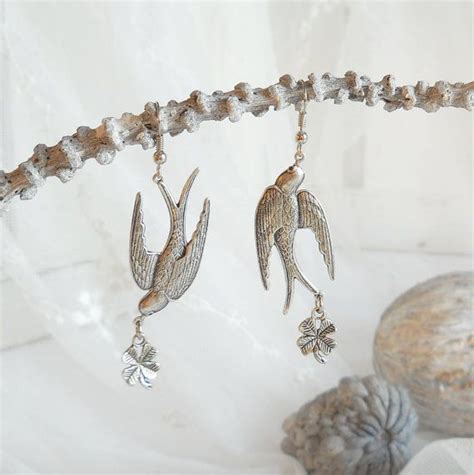 Silver Bird Earrings,chandelier Earrings, Bird Dangle Earrings ...