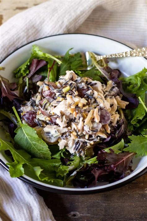 Wild Rice Chicken Salad With Grapes And Almonds The Hungry Bluebird