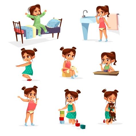 Daily Routine Cartoon Vector Images Over 5 700