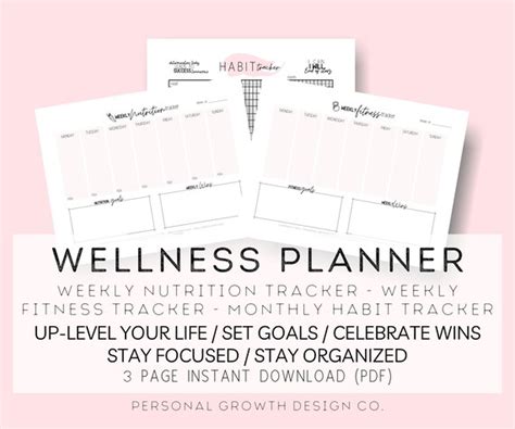 Goal Tracker Wellness Printable Nutrition Tracker Fitness - Etsy