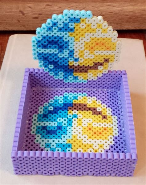 3d Perler Sun And Moon Coin Catcher Perler Beads By Joanne Schiavoni Diy Perler Bead Crafts