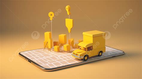 Mobile Based Delivery Service A 3d Render Concept With Order Tracking