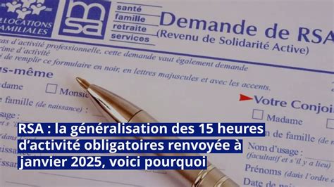 Rsa La G N Ralisation Des Heures Dactivit Obligatoires Renvoy E