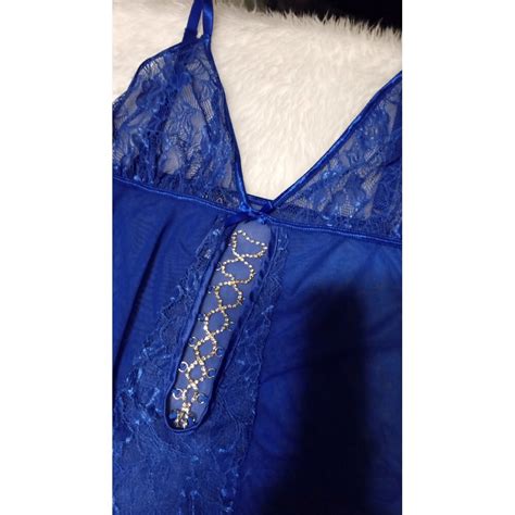 Coquette Diva Blue Chemise Babydoll Lingerie W Rhine Gem