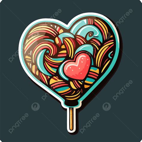 Colorful Heart Is On A Lollipop Clipart Vector Valentine Candy Heart