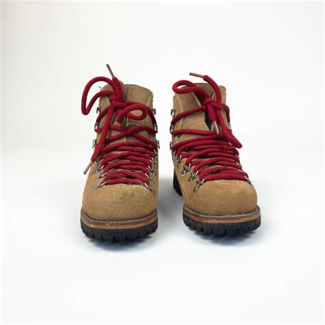 Vintage Waffle Stompers Leather Hiking Boots With Red Laces Etsy